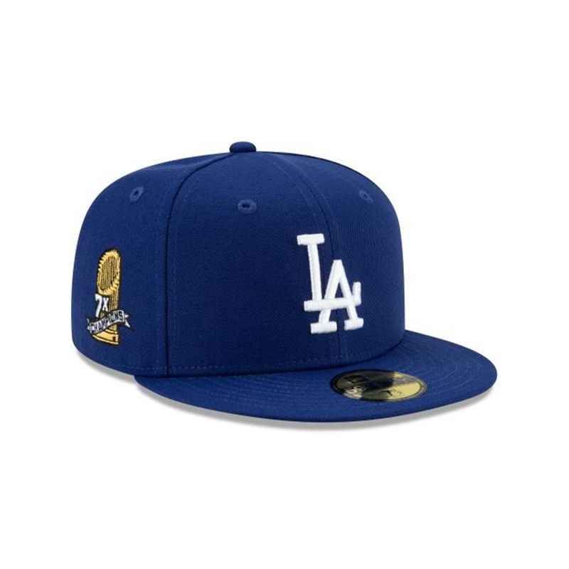 MLB Los Angeles Dodgers 7x World Series Champions 59Fifty Fitted (QUB9621) - Blue New Era Caps